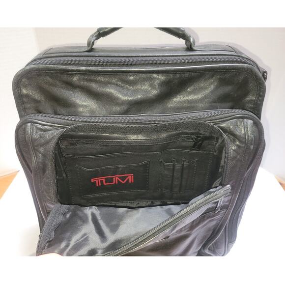 TUMI Leather Briefcase Backpack Laptop Travel Bag 16x13 Office Organizer Tote - Picture 7 of 16